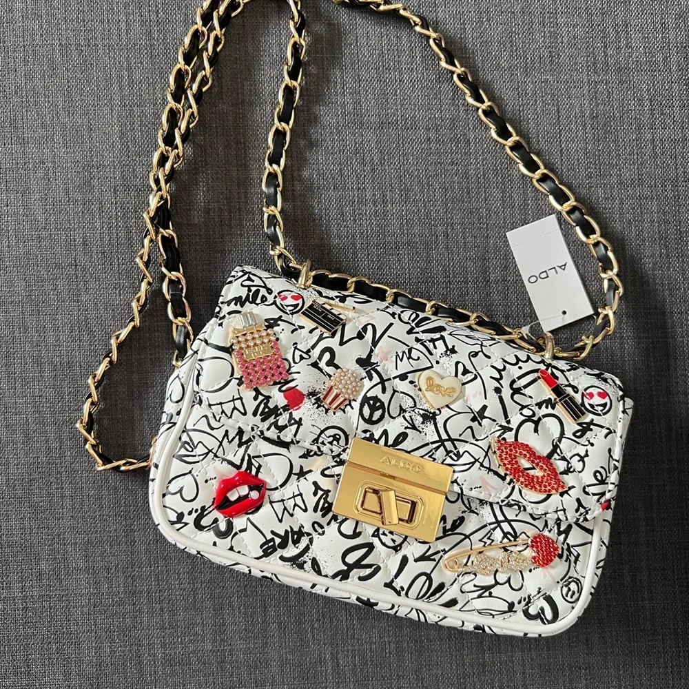 NWT ALDO FLAP QUILTED CROSSBODY SHOULDER BAG PURSE - Picture 4 of 6